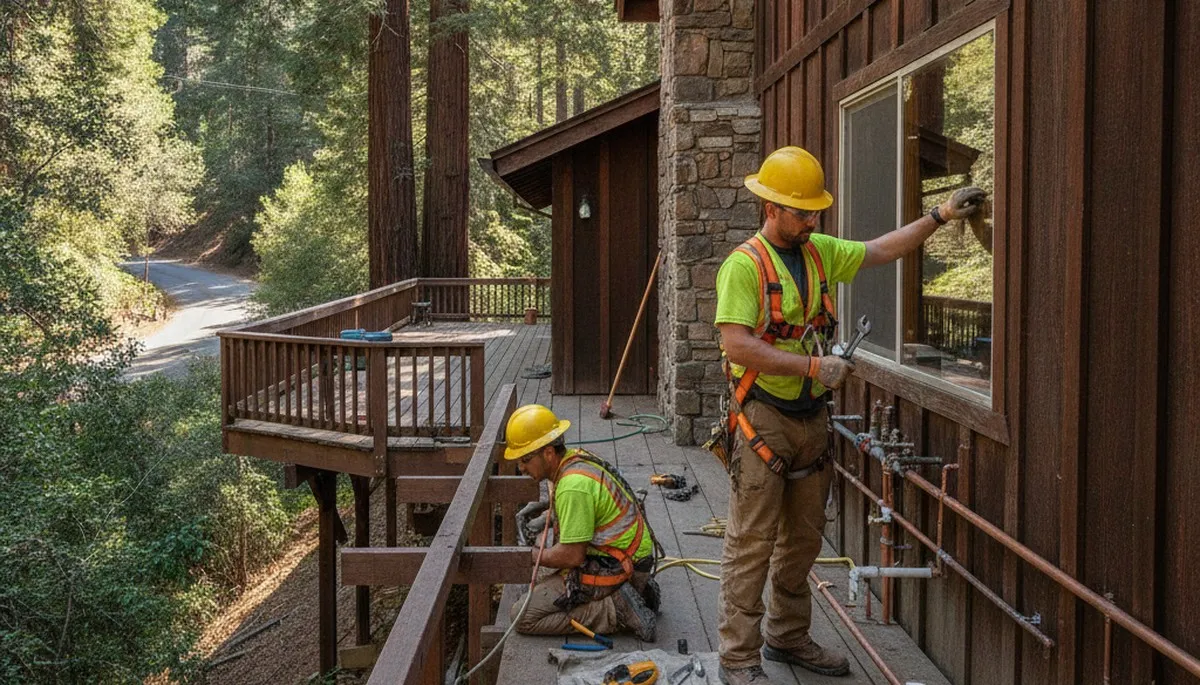 Plumber repairing pipes in Mountain View, CA for a local plumbing service