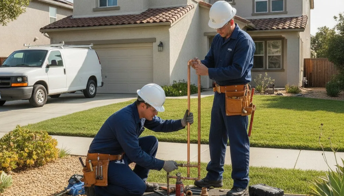 Plumber repairing a pipe in Mountain View, CA for plumbing repair service